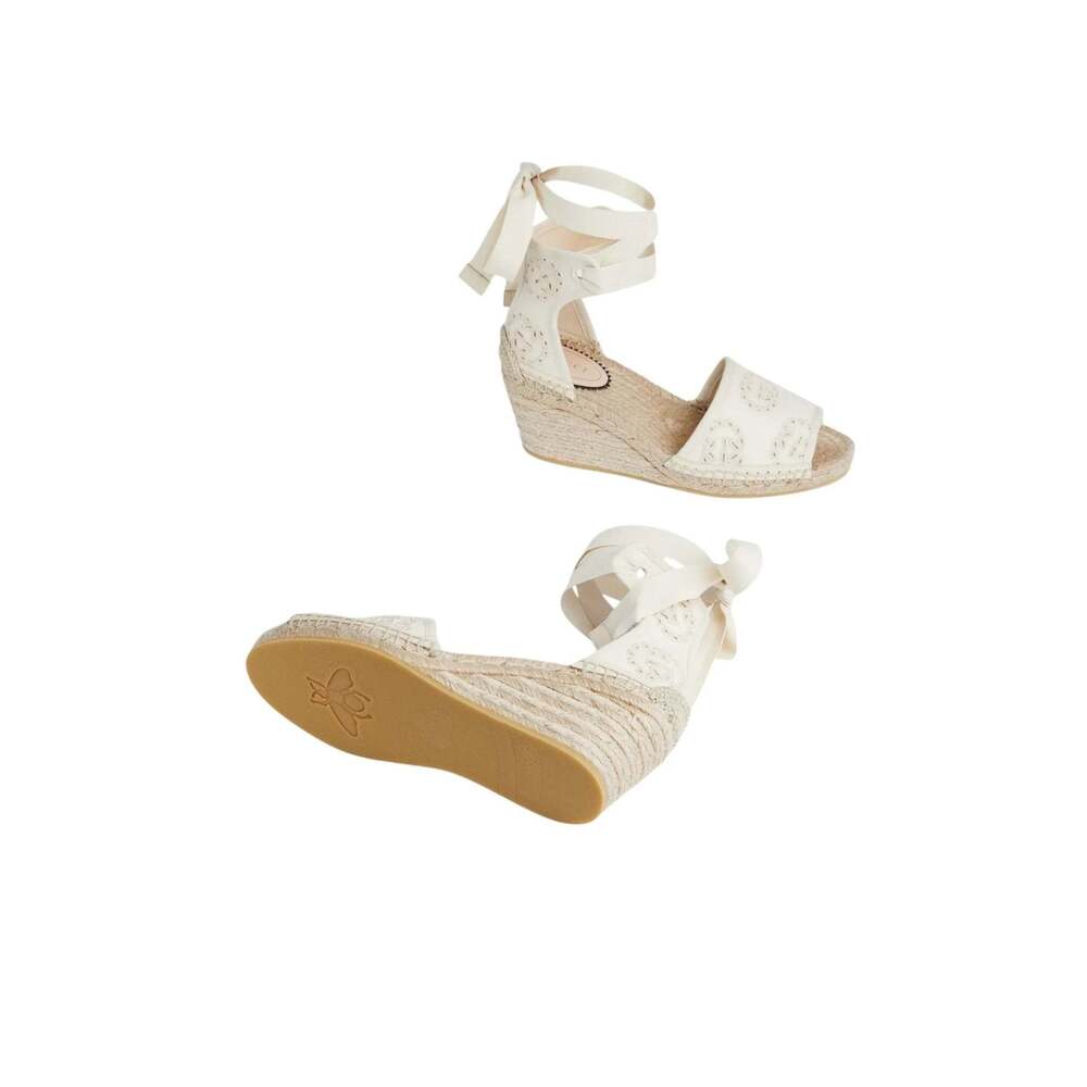 Gucci Interlocking G Platform Espadrilles Ivory Canvas Ribbon Tie IT 38 - Picture 6 of 6